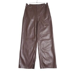 Urban Outfitters Vegan Leather Wide Leg Pants Brown Womens 28